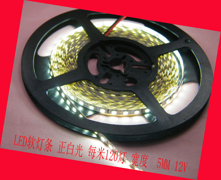 High light led strip 5M*5mm 600 Leds 2835 SMD,white,yellow,blue light,Input:12V